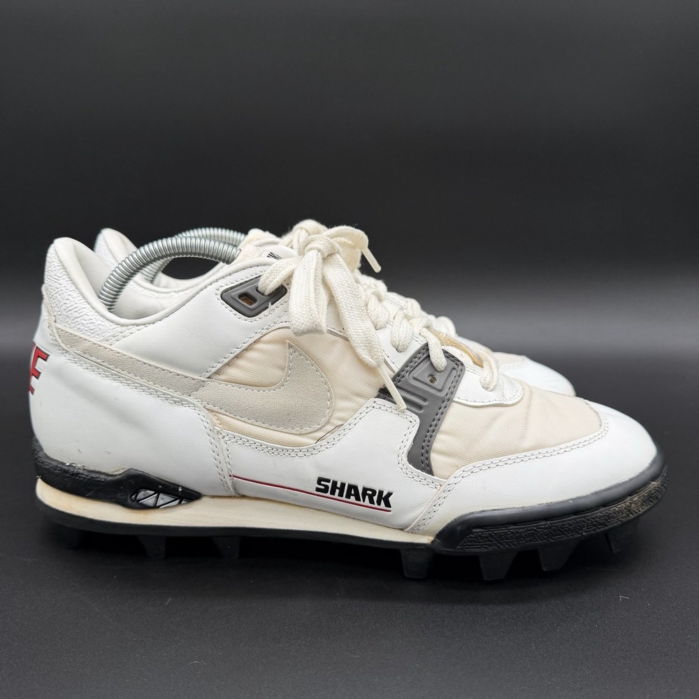 Vintage 1990's Nike Shark Football Cleats White / Cream Sz‎ US 10